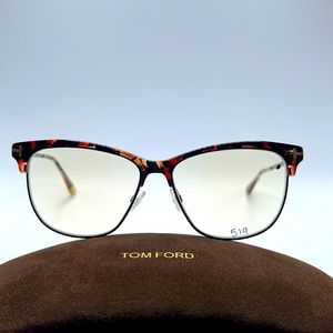 NWT! Tom Ford Optical frames. Transparent red and black frames with wire arms.